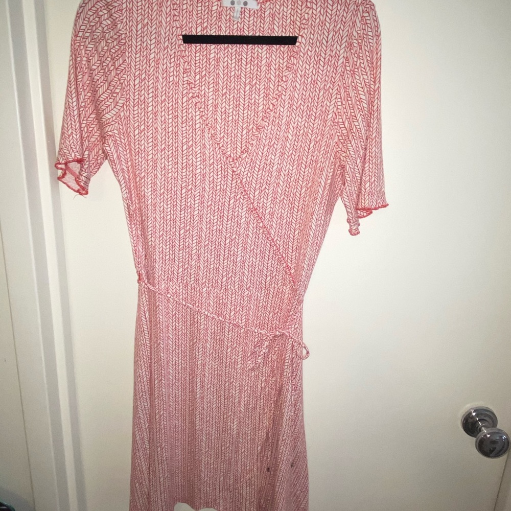 3 dot faux wrap dress midi